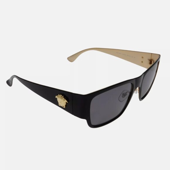 Versace Polarized Black Logo Mens Gold Sunglasses - Picture 1 of 7